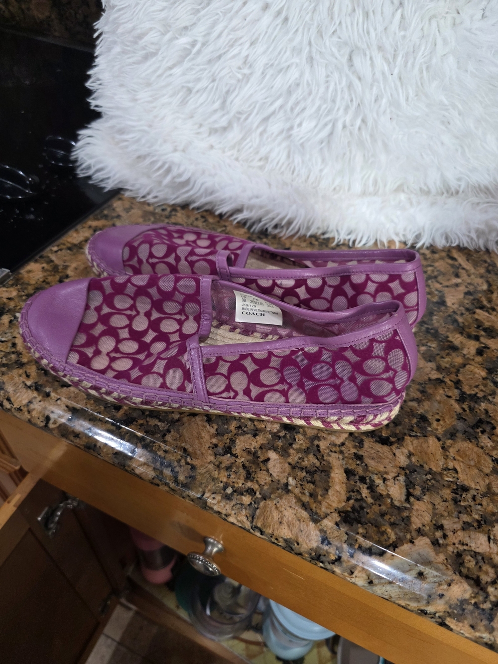 Coach Women's Purple Signature Espadrille Flats